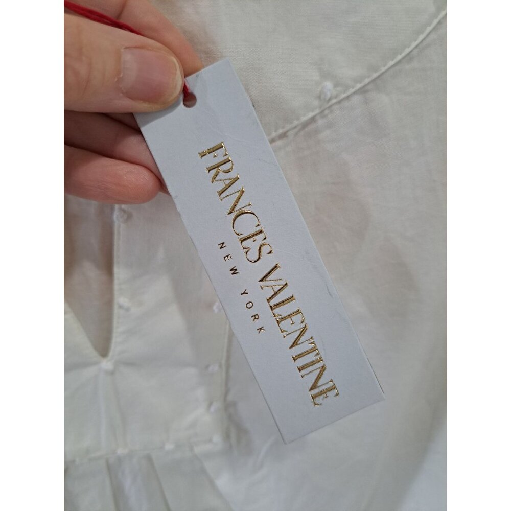 New Frances Valentine White Cotton Poplin Easy Dress  Nubs Lagenlook Pockets M - Picture 5 of 16